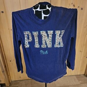 Victoria's Secret PINK Navy Long Sleeve Tee